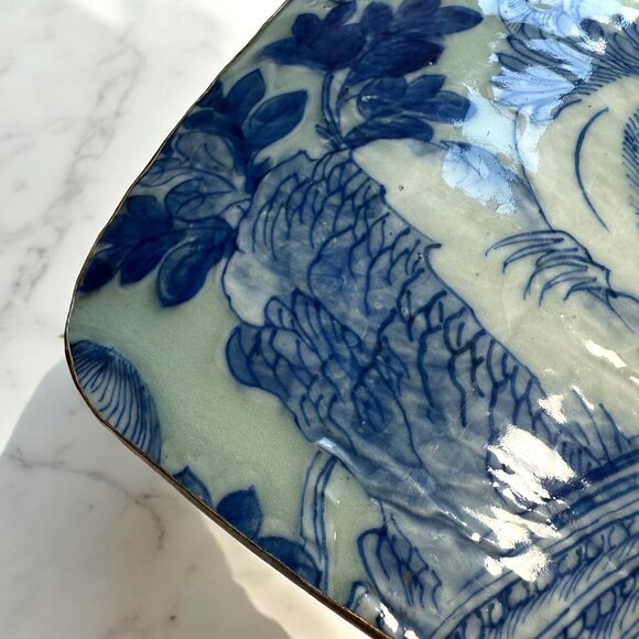 Vintage Chinese Porcelain & Metal 6.5” X 5.5” X 2" Box PHOENIX Bird Floral Motif - Picture 2 of 11
